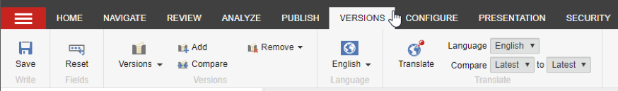 Versions Tab